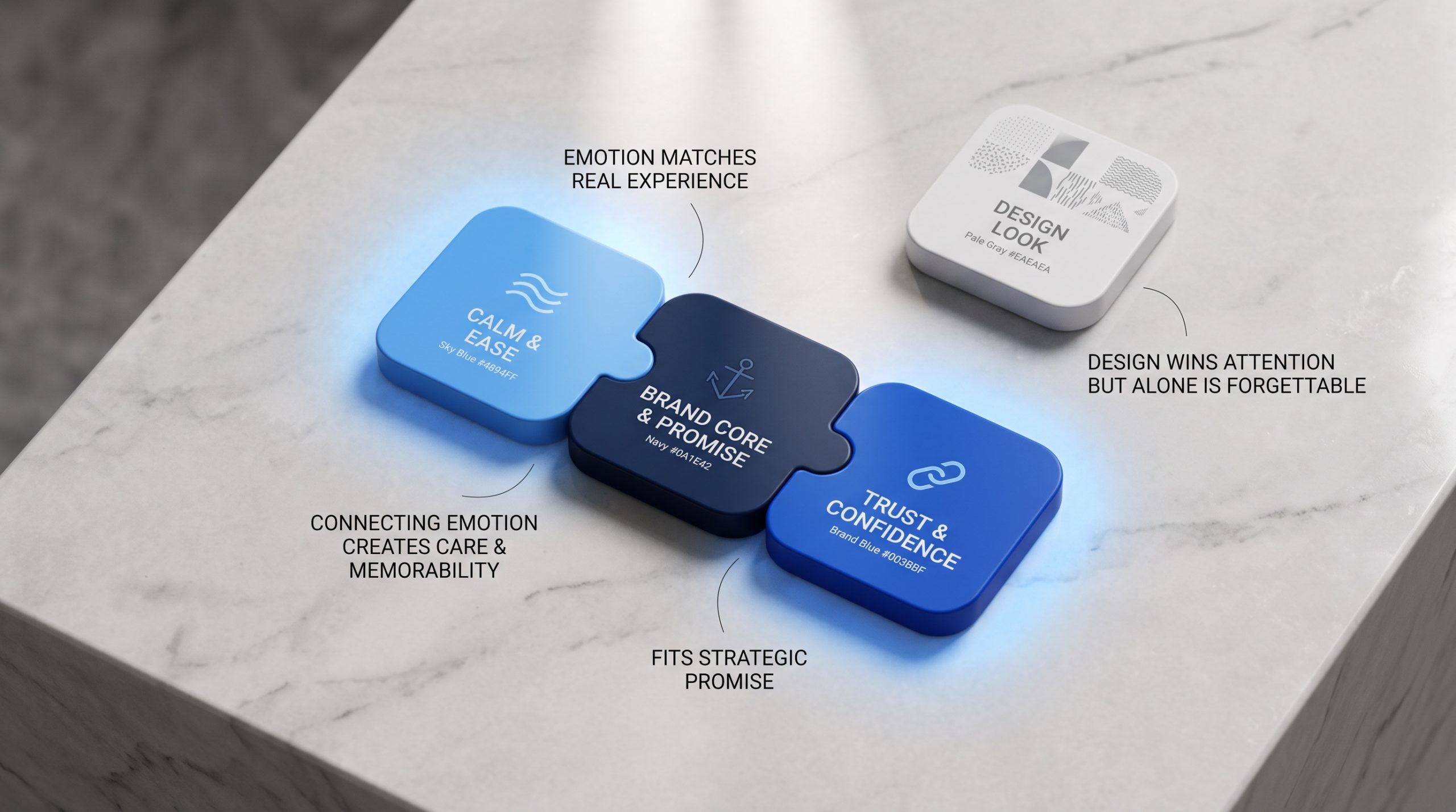Brand emotion shown through visual cues that create trust, calm, and connection