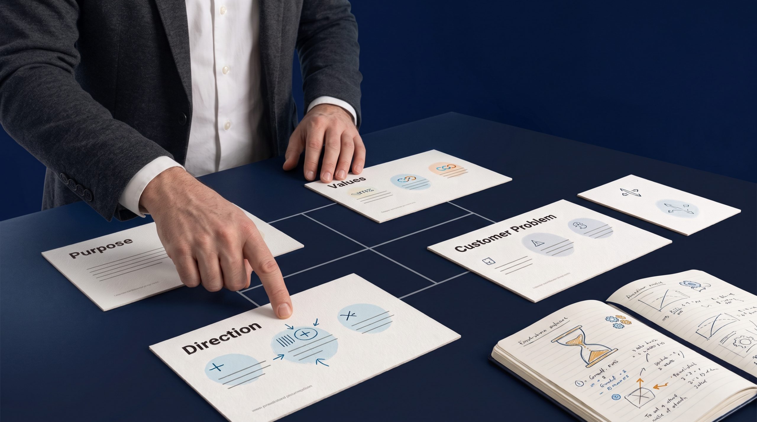 Business founder shaping a clear brand story around purpose, values, and the problem the company was built to solve